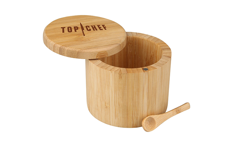 Bamboo Salt Box With Magnetic Swivel Lid